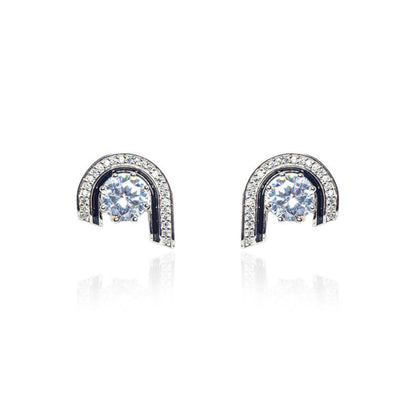 black ark shape diamond earring