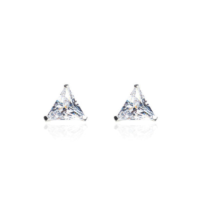 triangle diamond studded silver stud