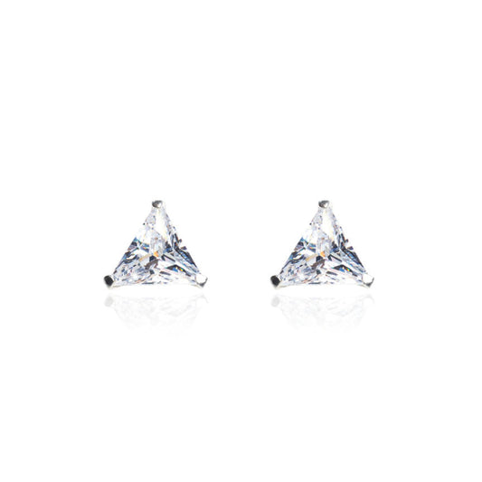 triangle diamond studded silver stud