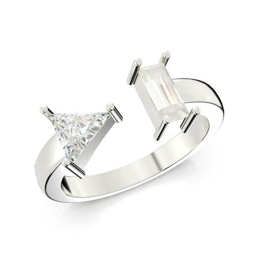 Twin Flame Solitaire Diamond Ring - SILTREE
"two shape diamond silver ring"