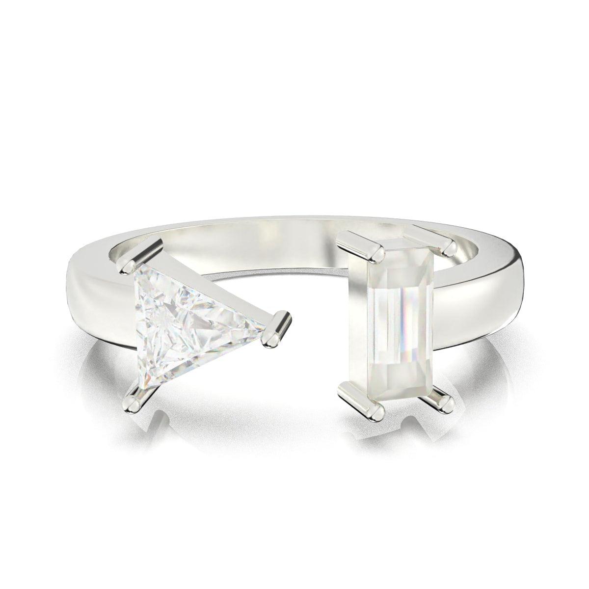 Twin Flame Solitaire Diamond Ring - SILTREE