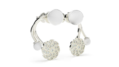 White Pearl & Diamond Swirl Earrings - SILTREE