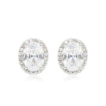Solitaire Glamour Glow Oval Studs - SILTREE
"solitaire diamond oval shape earring "