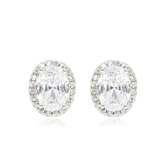 Solitaire Glamour Glow Oval Studs - SILTREE
"solitaire diamond oval shape earring "