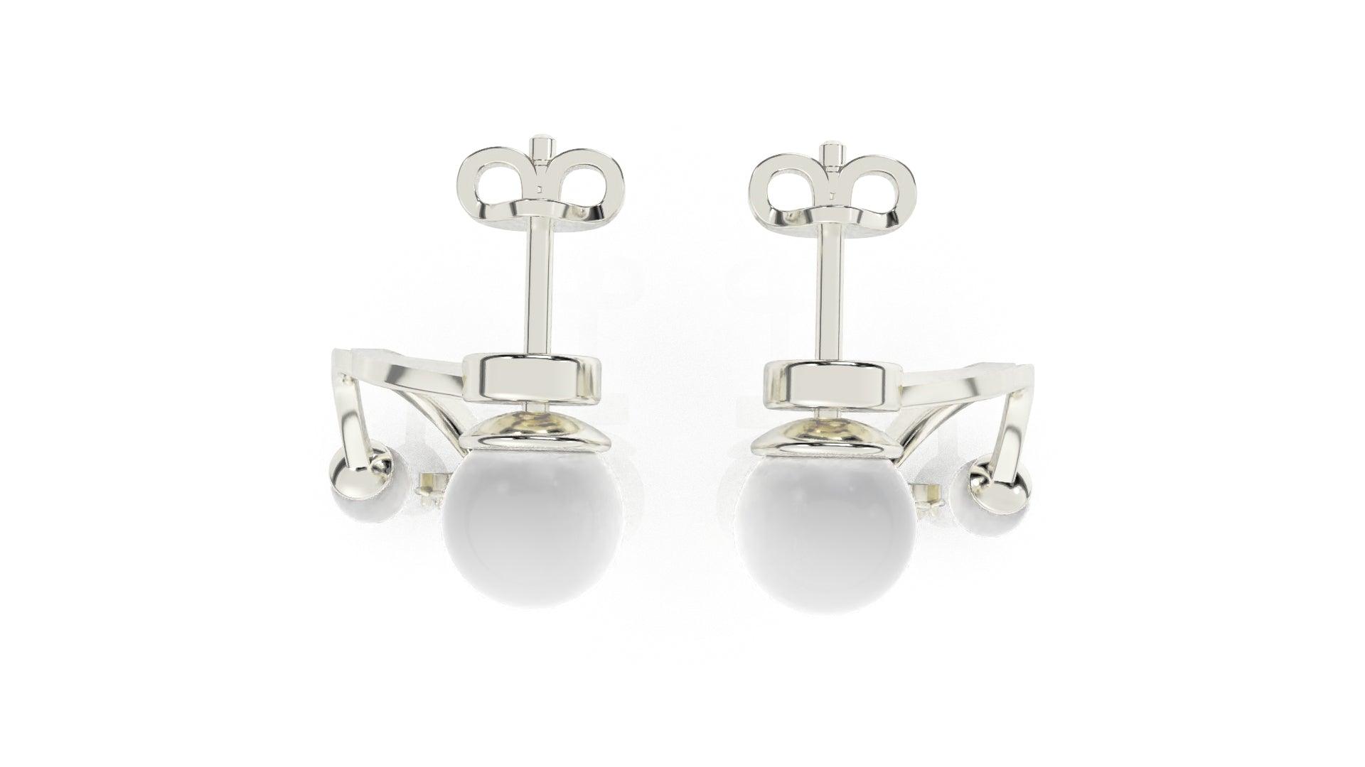 White Pearl & Diamond Swirl Earrings - SILTREE