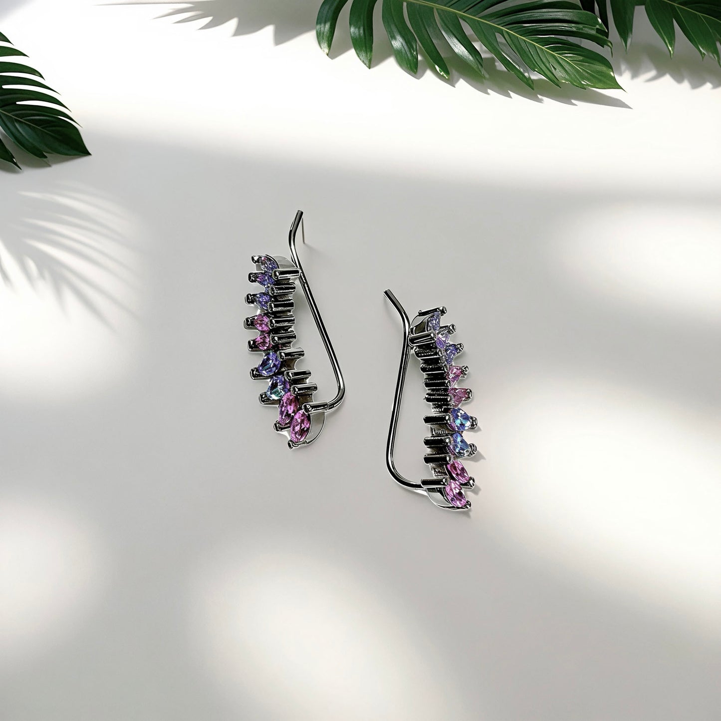 opal glow curve earrings