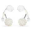 White Pearl & Diamond Swirl Earrings