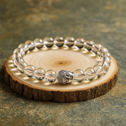 Natural Clear Quartz crystal bracelet for energy cleansing, focus and positivity – Siltree Divine Energies