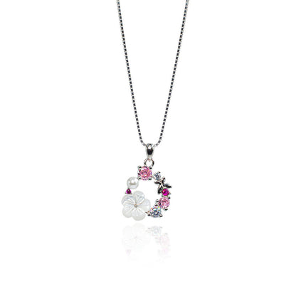flower,diamond butterfly necklace.