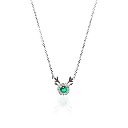 Silver Deer Green Solitaire Diamond Necklace - SILTREE
"solitaire diamond silver necklace"