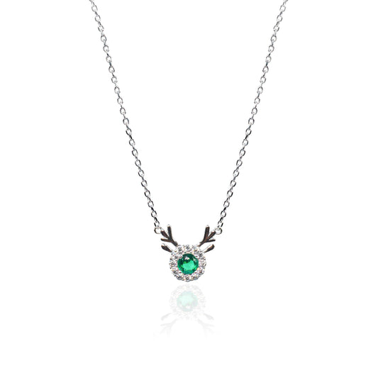 Silver Deer Green Solitaire Diamond Necklace - SILTREE
"solitaire diamond silver necklace"