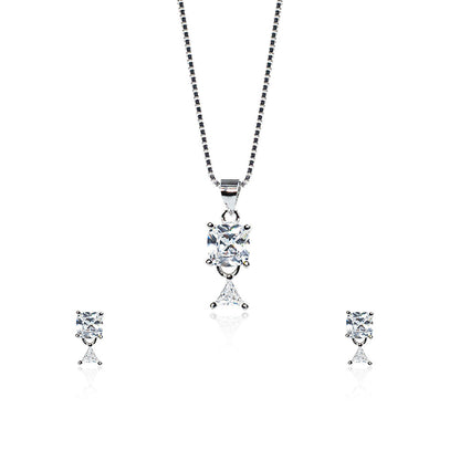 square and triangle diamond necklace set