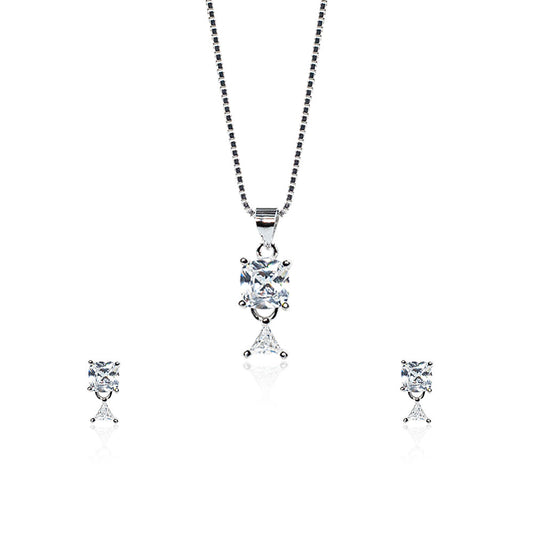 square and triangle diamond necklace set
