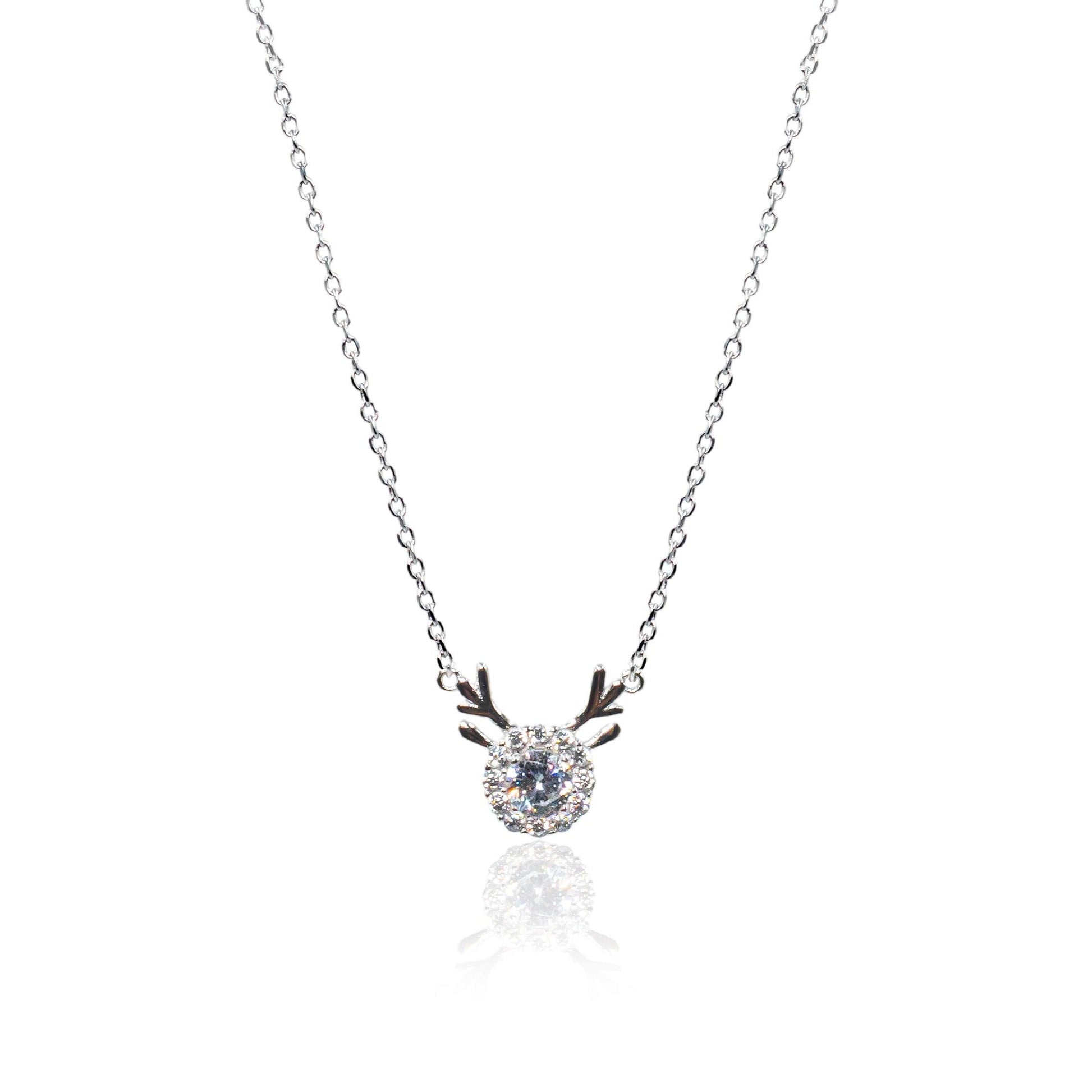 Silver Deer Solitaire Diamond Necklace - SILTREE
"solitarie diamond necklace"