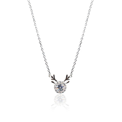 Silver Deer Solitaire Diamond Necklace - SILTREE
"solitarie diamond necklace"