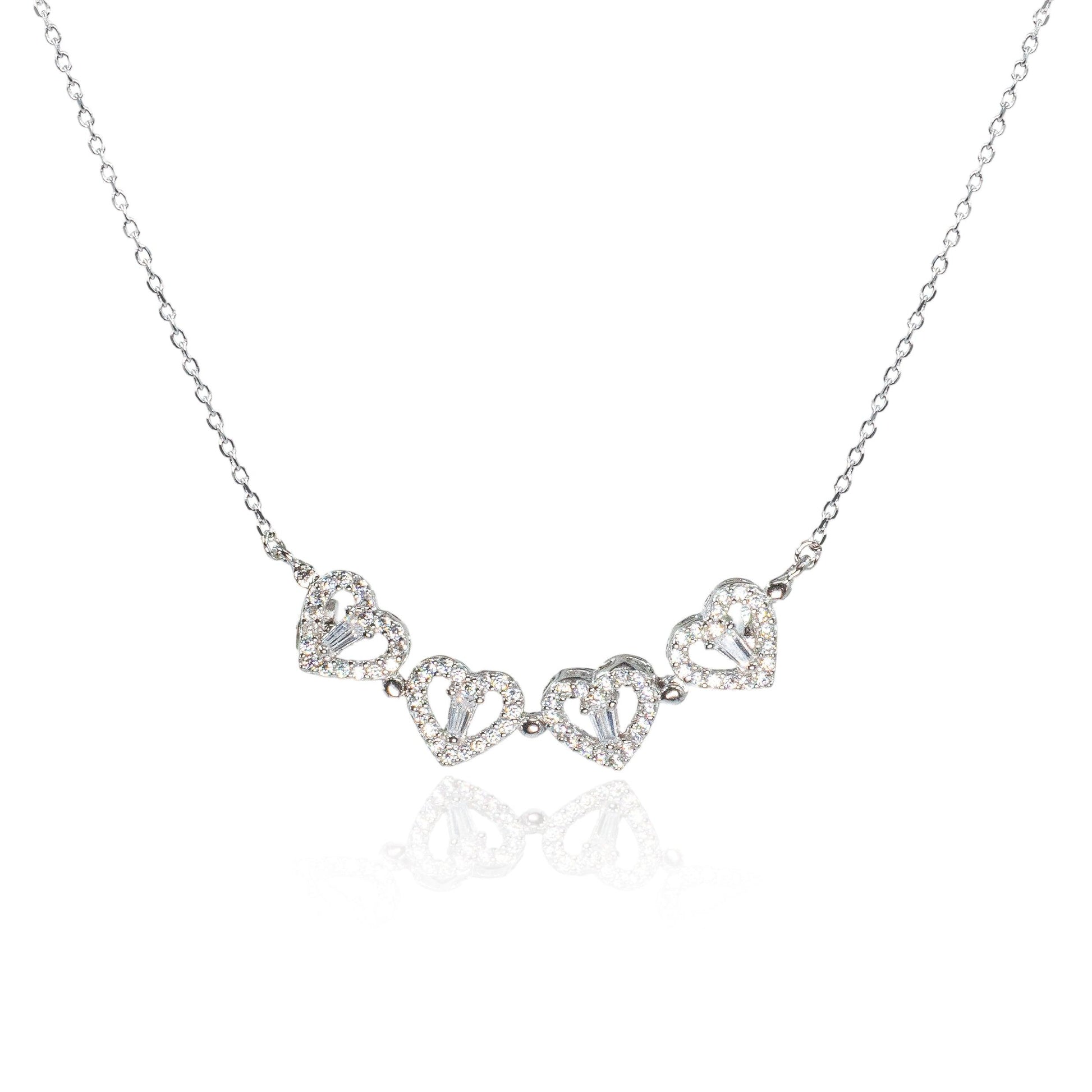 Silver Clover Heart Convertible Necklace - SILTREE