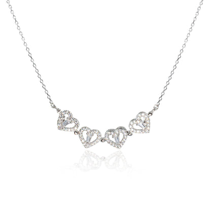 Silver Clover Heart Convertible Necklace - SILTREE