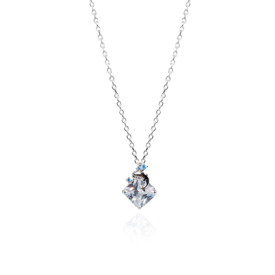 crystal diamond with dolphin and blue stone 