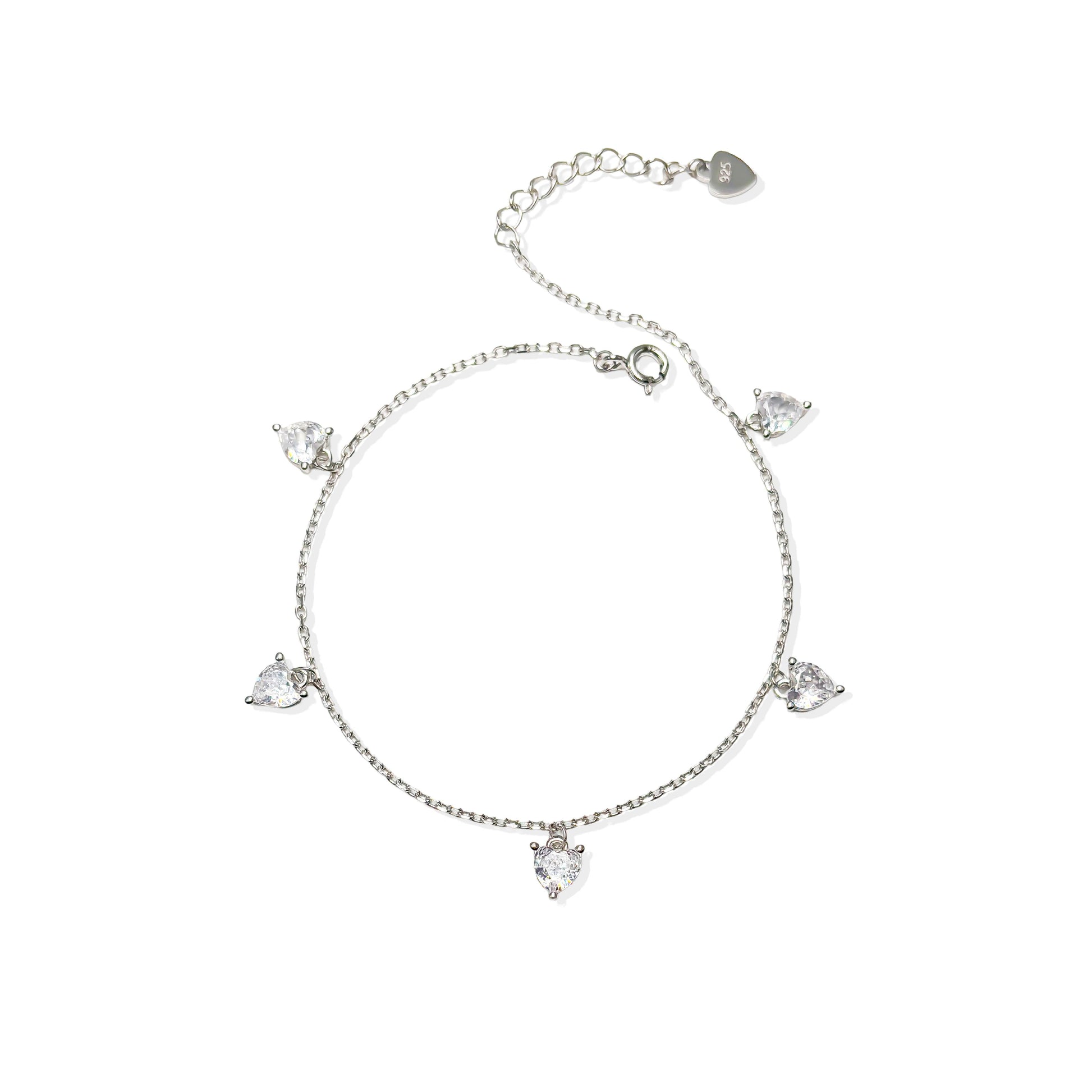Radiant Bliss Heart Bracelet - SILTREE
"heart shape diamond silver bracelet"