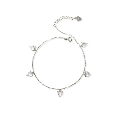 Radiant Bliss Heart Bracelet - SILTREE
"heart shape diamond silver bracelet"