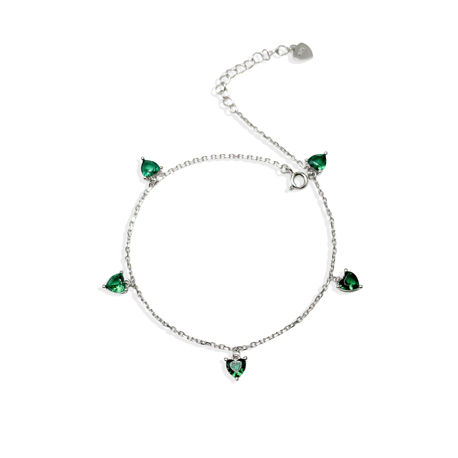 Radiant Bliss Green Heart Bracelet - SILTREE
"green heart shape diamond silver bracelet"