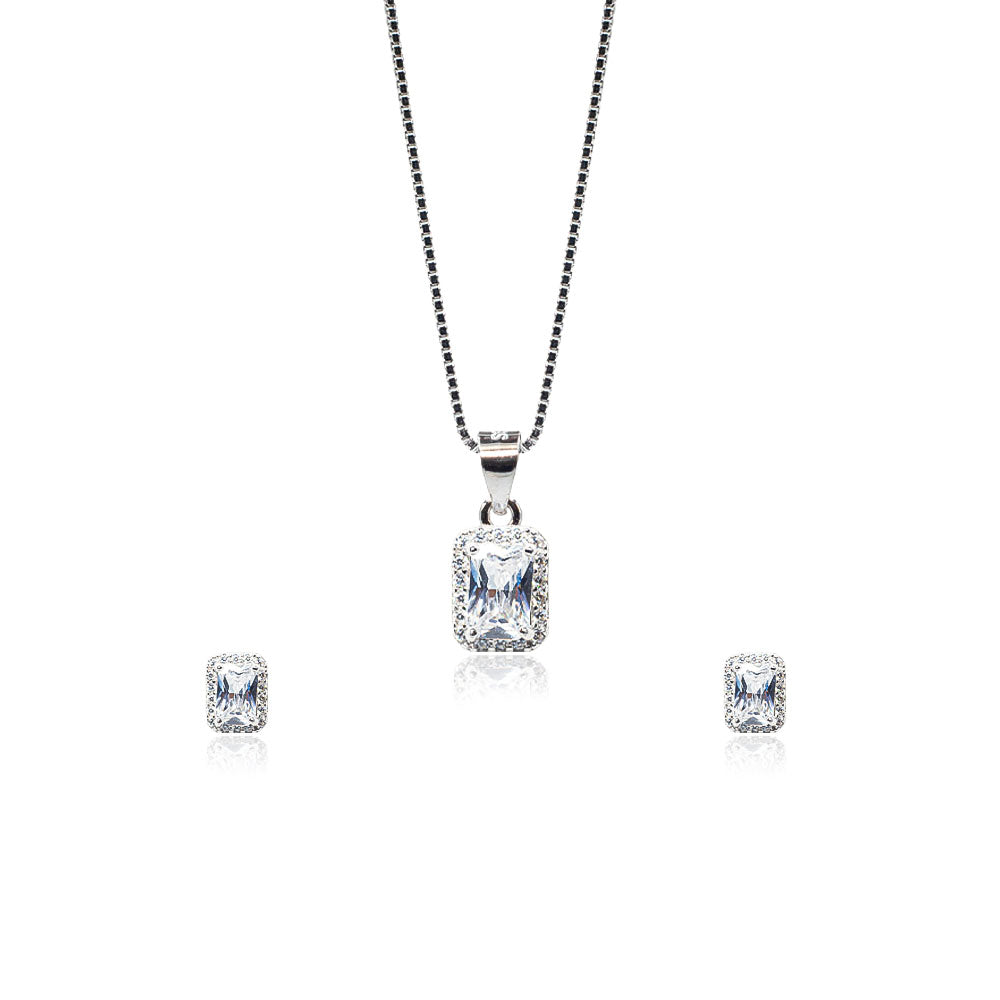 rectangle diamond studded necklace set 