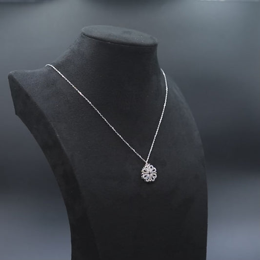Silver Clover Heart Convertible Necklace