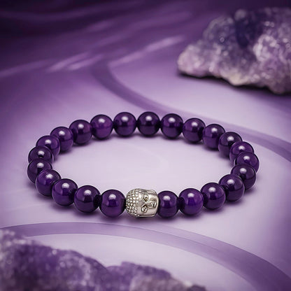 Natural Amethyst crystal bracelet for peace, stress relief and spiritual protection – Siltree Divine Energies