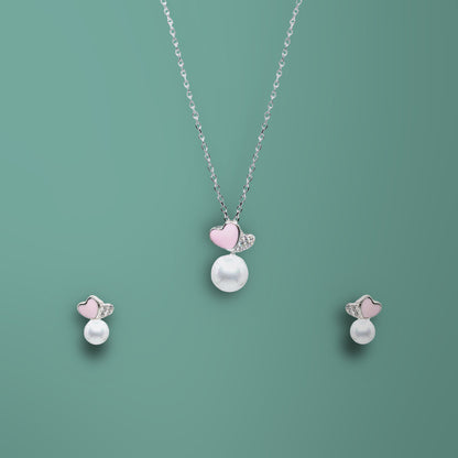 Pink Love Pearl Jewelry Set