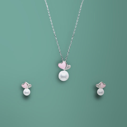 Pink Love Pearl Jewelry Set