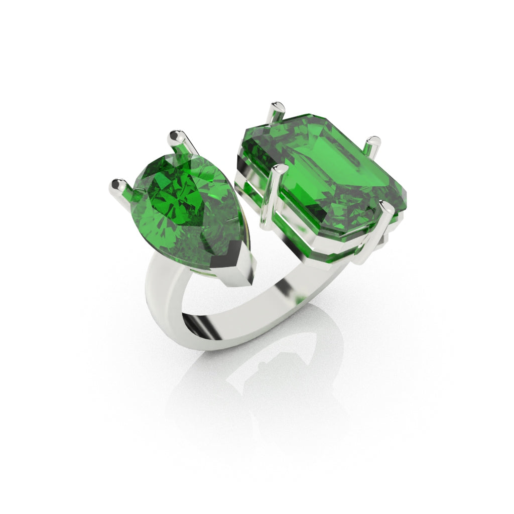 Evergreen Elegance Ring - SILTREE.
 green color different shape ring