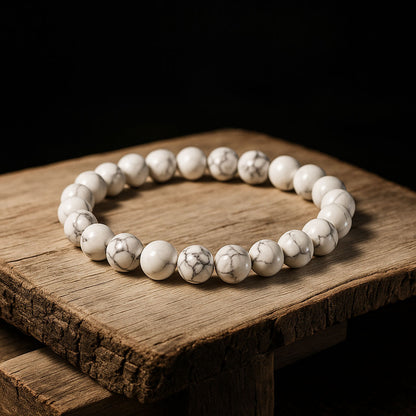 Natural White Howlite crystal bracelet for calm mind, patience and emotional balance – Siltree Divine Energies