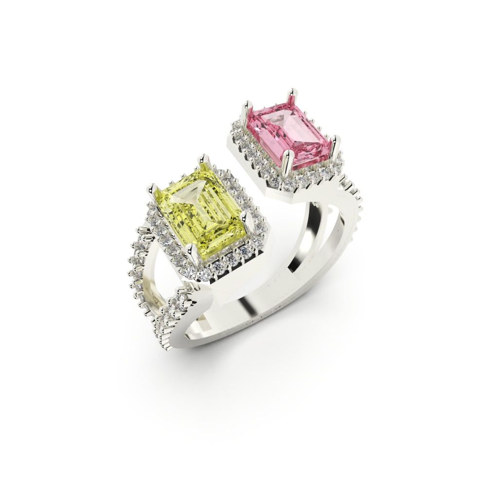 Twilight Spark Ring - SILTREE
two different color diamond silver ring